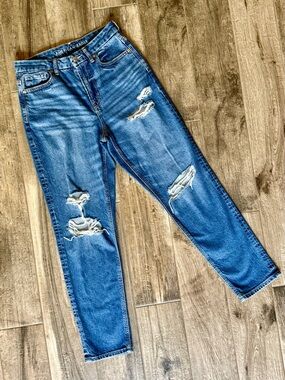 American Eagle Strigid Curvy Ripped Mom Jean